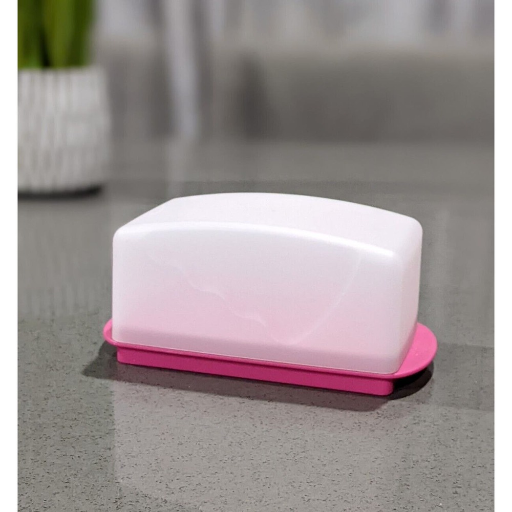 Tupperware Butter Cheese Keeper Dish Impressions 1 Pound Pink New